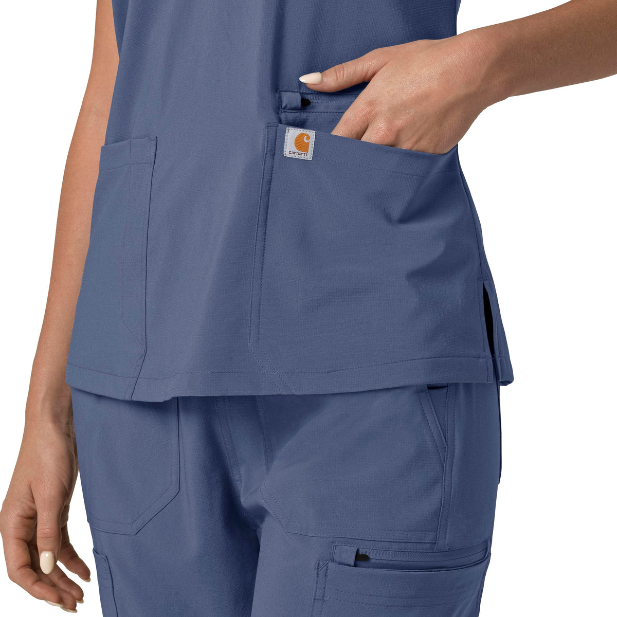 Carhartt Force Cross-Flex C13210 women's flex panel V-neck scrub top in Riverside, front view