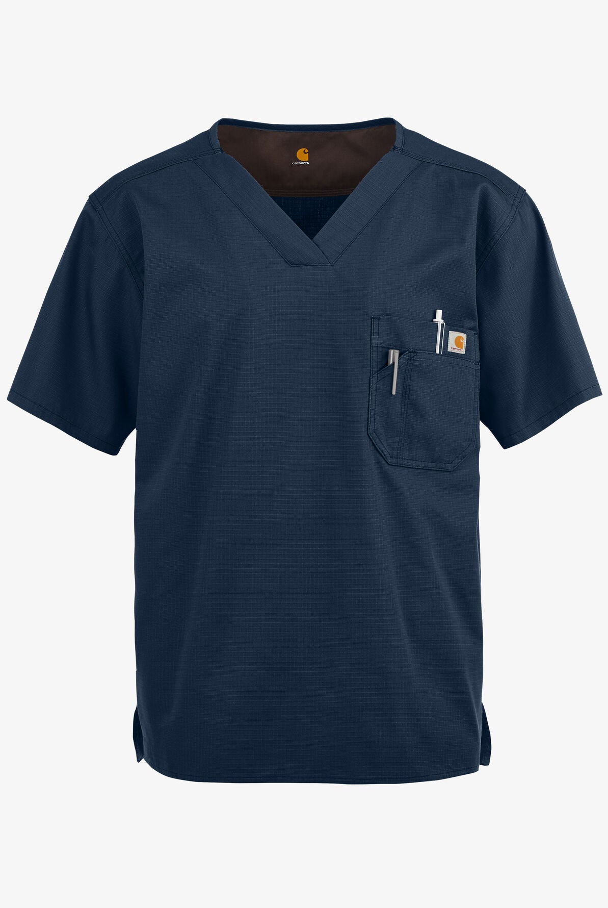 Carhartt men's Ripstop Utility V-neck scrub top style C15108 in Navy, front view