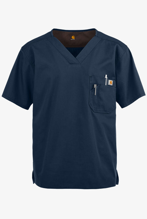 Carhartt men's Ripstop Utility V-neck scrub top style C15108 in Navy, front view
