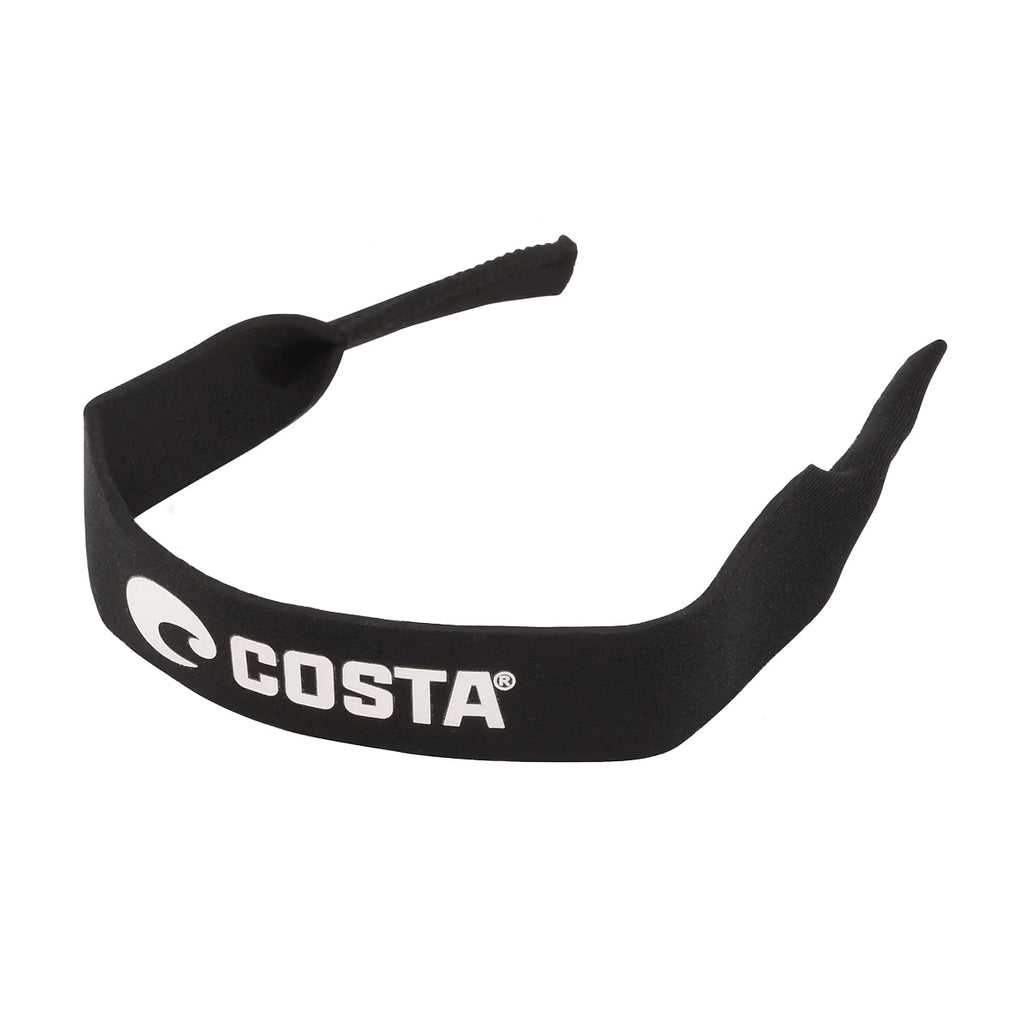 Costa Del Mar Neoprene Classic Black CR11 eyewear retainer with white Costa logo, front view