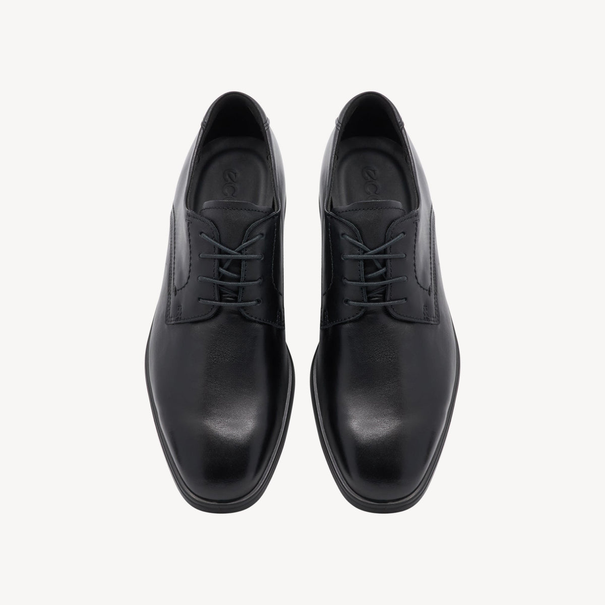 ECCO Melbourne Leather Derby shoes in Black, top view