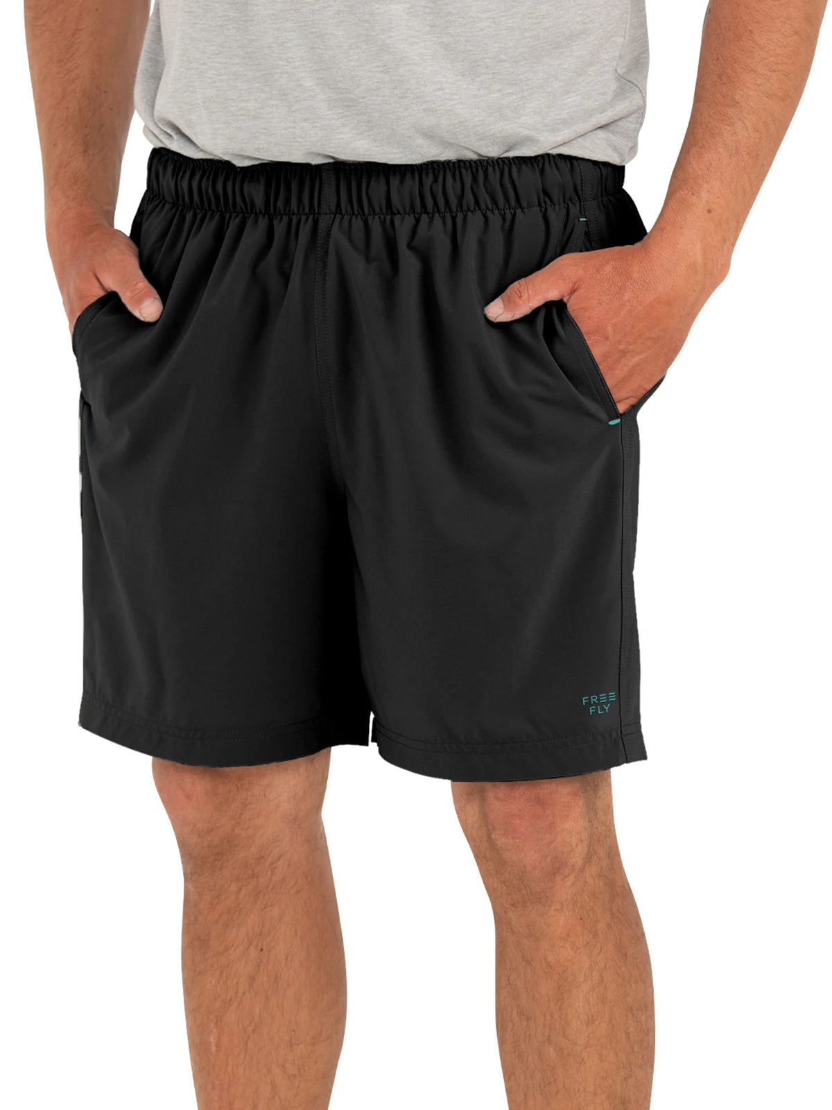 Free Fly Men's Breeze Short 6-inch in Black, front view