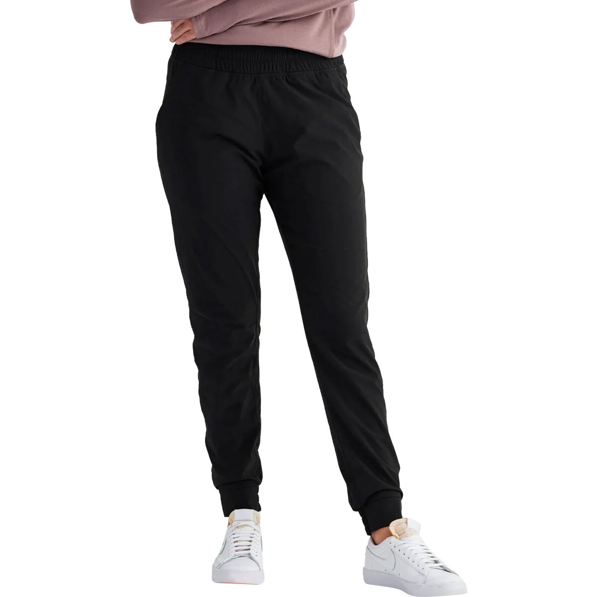 Free Fly women's Pull-On Breeze Jogger in Black, front view