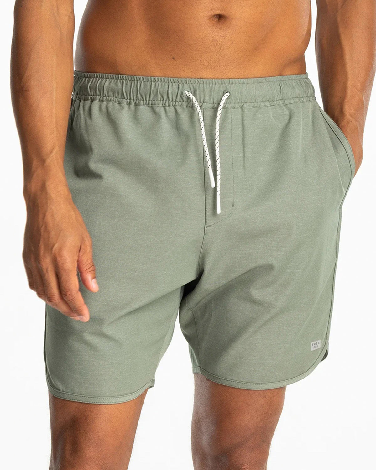 Free Fly men's Reverb Short in Agave Green, model view