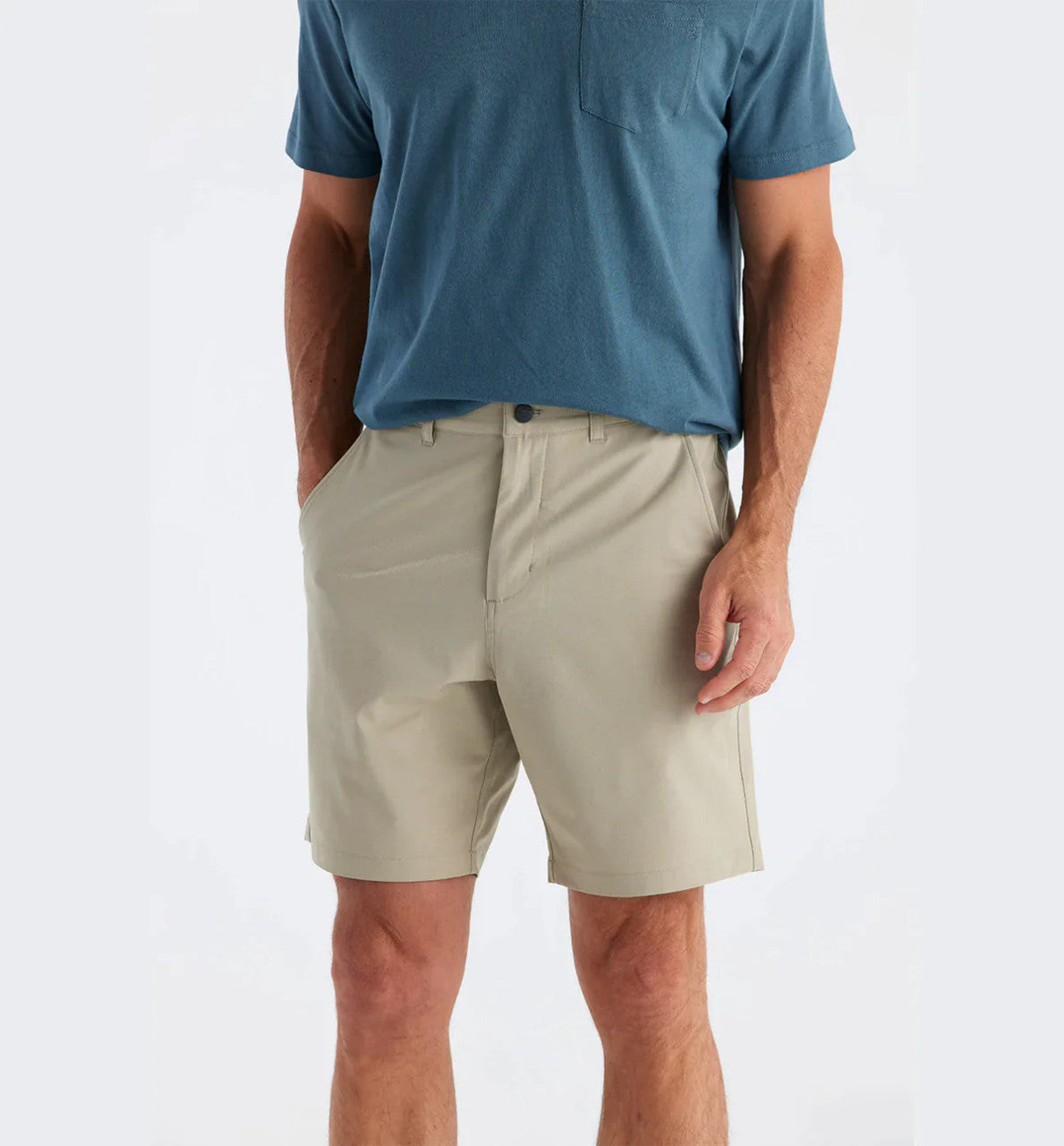 Free Fly men's Tradewind Short in Sandbar, model view