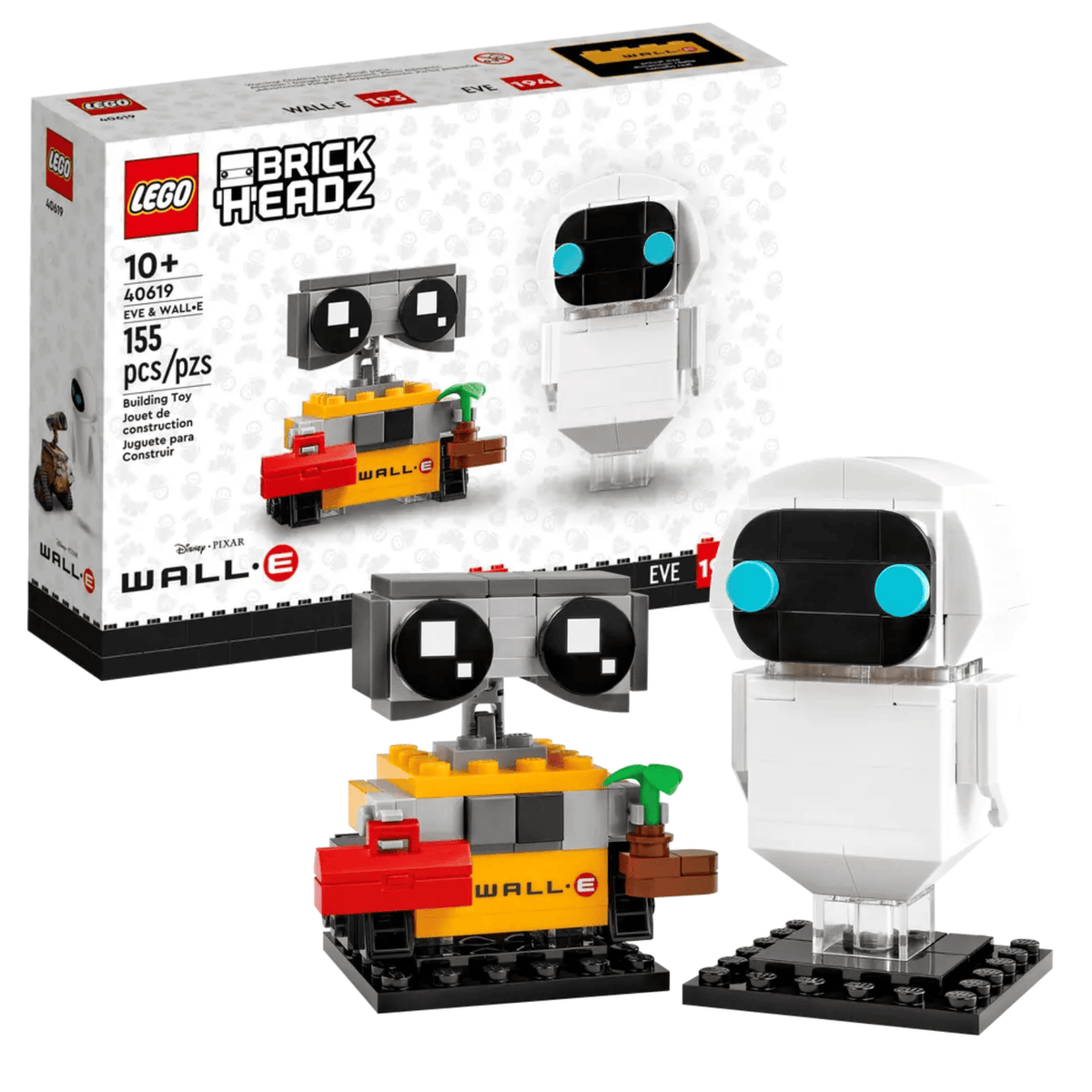 LEGO BrickHeadz EVE and WALL-E 40619 collectible building set, box front