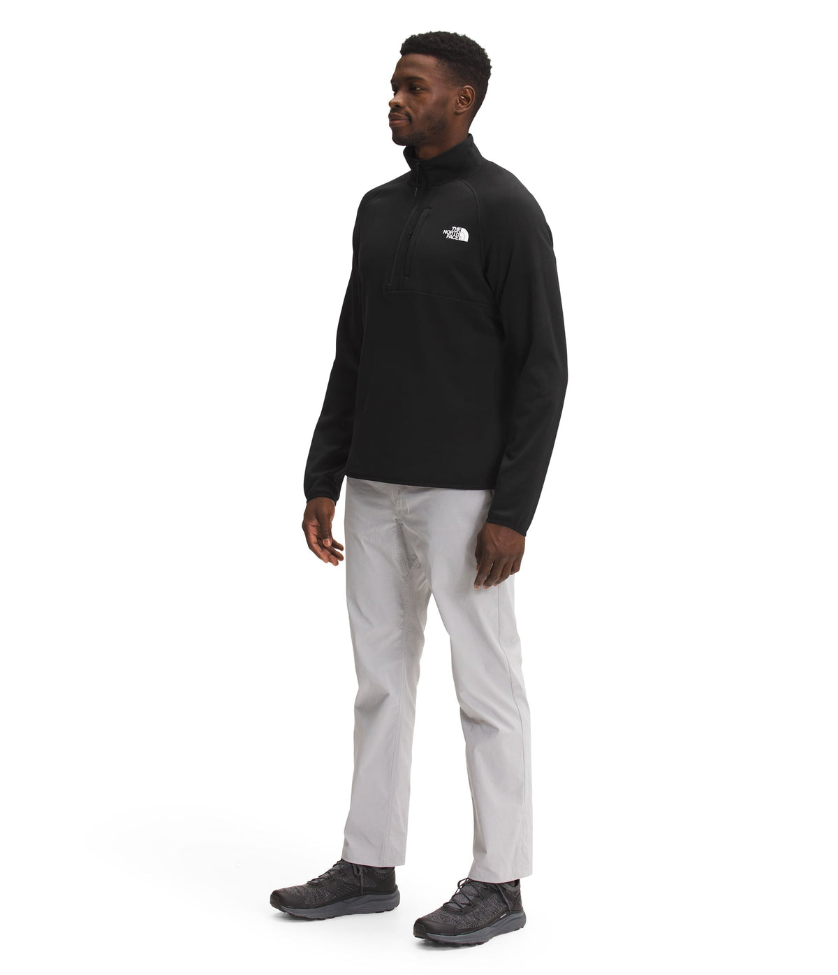 The North Face Men's Canyonlands Half-Zip fleece in TNF Black-NPF, front view