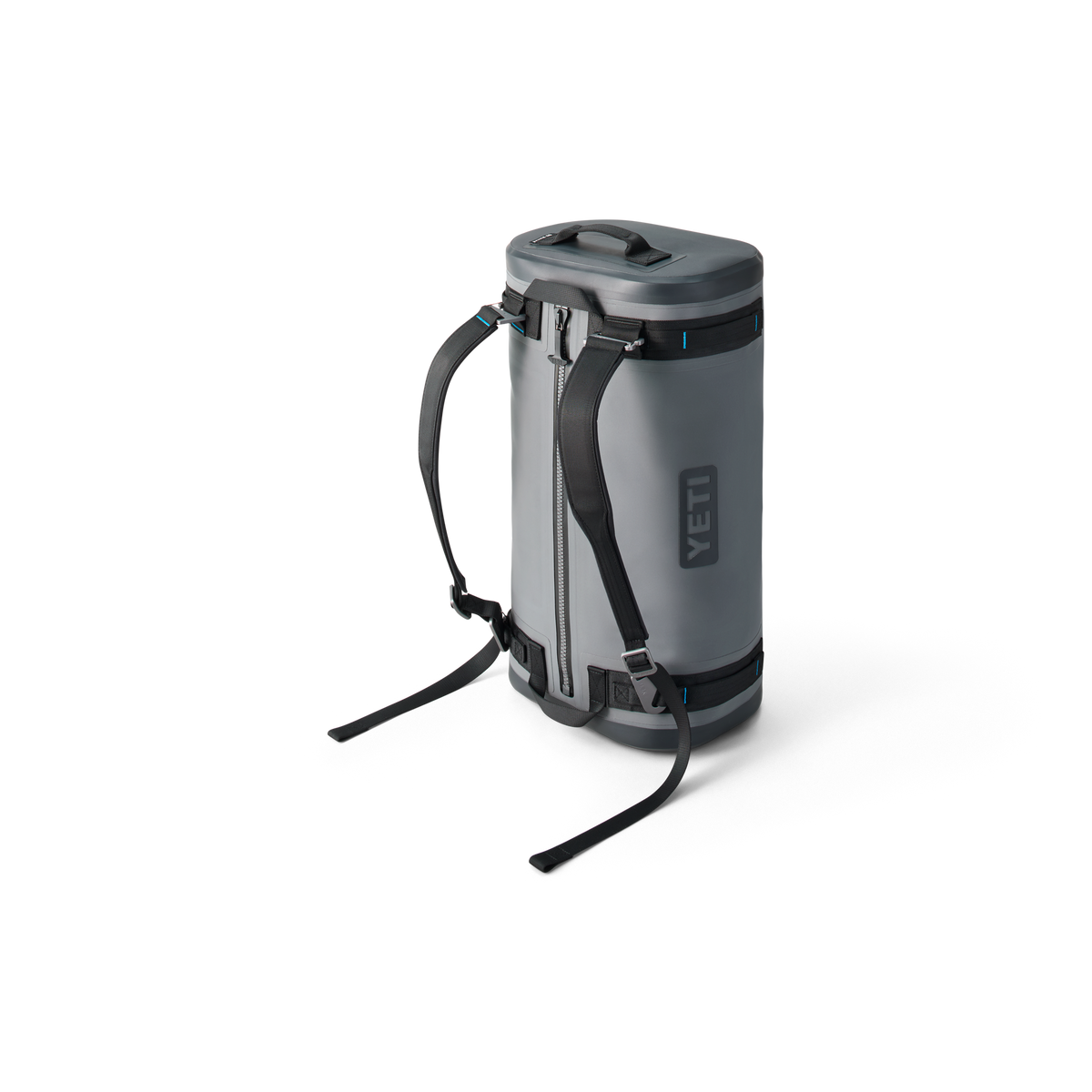 YETI Panga 50L Submersible Duffel in Storm Gray, three-quarter view