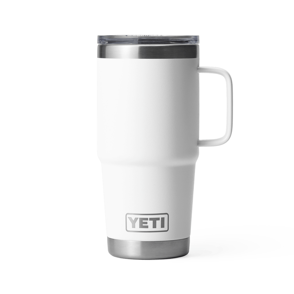 YETI Rambler 20 oz Travel Mug in White with Stronghold Lid, front view