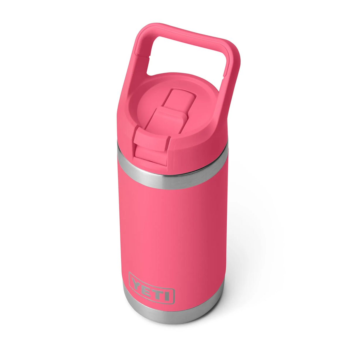 YETI Rambler Jr. 12 oz kids bottle in Tropical Pink, front view